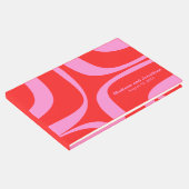 Preppy-Rosa und Red Retro Groove Personalisiert Gästebuch (Ecke)