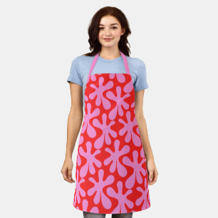 Preppy Rosa und Rote Amoeba Zeitgenössisches Muste Schürze