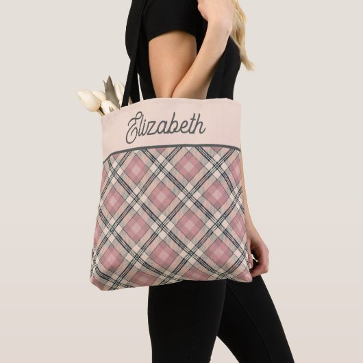 Preppy Rosa und Schwarz Kariert Tasche (Von Nahem)