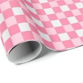 Preppy Rosa und Weiß Gingham Geschenkpapier (Rolleneckpunkt)