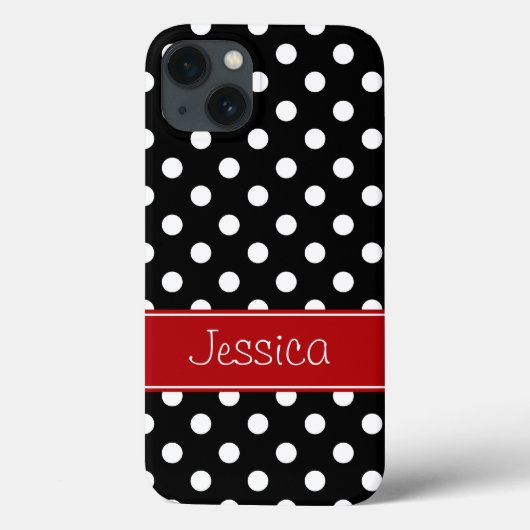 Preppy rote und schwarze Polka-Punkte Case-Mate iPhone Hülle (Rückseite)