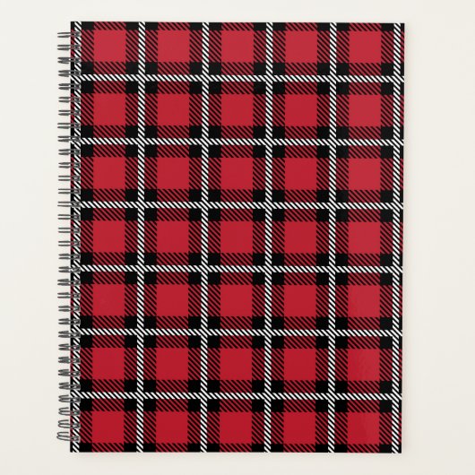 Preppy rotes Gitter-Karo-Design Planer (Vorderseite)