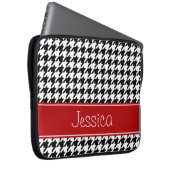 Preppy rotes und schwarzes Hahnentrittmuster Laptopschutzhülle (Vorne Rechts)