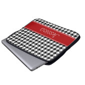 Preppy rotes und schwarzes Hahnentrittmuster Laptopschutzhülle (Vorne Knopf)