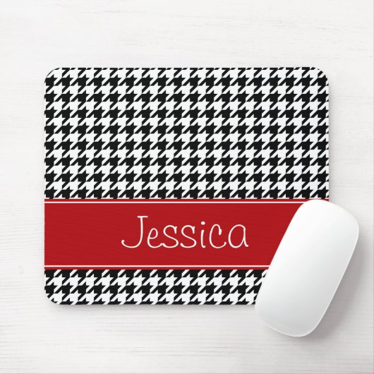 Preppy rotes und schwarzes Hahnentrittmuster Mousepad (Mit Mouse)