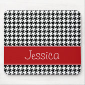 Preppy rotes und schwarzes Hahnentrittmuster Mousepad (Vorne)