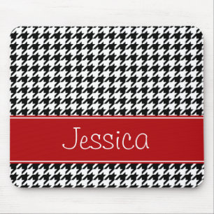 Preppy rotes und schwarzes Hahnentrittmuster Mousepad
