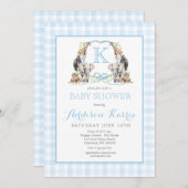 Preppy Safari Wappen Kinderdusche Einladung (Vorne/Hinten)