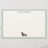 Preppy Sage Green Stripe Dachshund Briefpapier (Vorderseite)