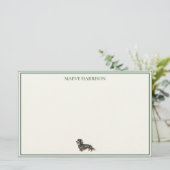Preppy Sage Green Stripe Dachshund Briefpapier (Stehend Vorderseite)