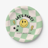 Preppy Sage Green Y2K Retro Birthday Paper Plate Pappteller (Vorderseite)
