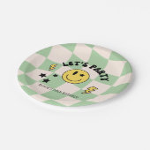 Preppy Sage Green Y2K Retro Birthday Paper Plate Pappteller (Schrägansicht)