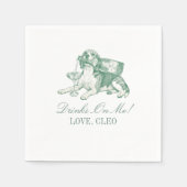 Preppy-Sagegrüner Beagle-Champagner-Hochzeit Serviette (Vorderseite)