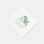 Preppy-Sagegrüner Beagle-Champagner-Hochzeit Serviette (Ecke)