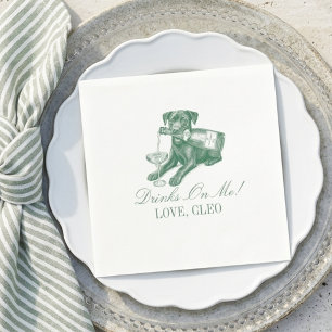 Preppy-Sagegrüner Labrador Champagner-Hochzeit Serviette