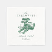 Preppy-Sagegrüner Labrador-Champagner-Hochzeit Serviette (Vorderseite)