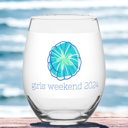 Preppy Sand Dollar Personalisiert Girl's Weekend Weinglas Ohne Stiel