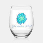 Preppy Sand Dollar Personalisiert Girl's Weekend Weinglas Ohne Stiel (Vorderseite)