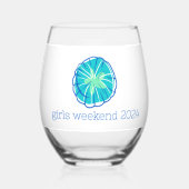 Preppy Sand Dollar Personalisiert Girl's Weekend Weinglas Ohne Stiel (Rückseite)