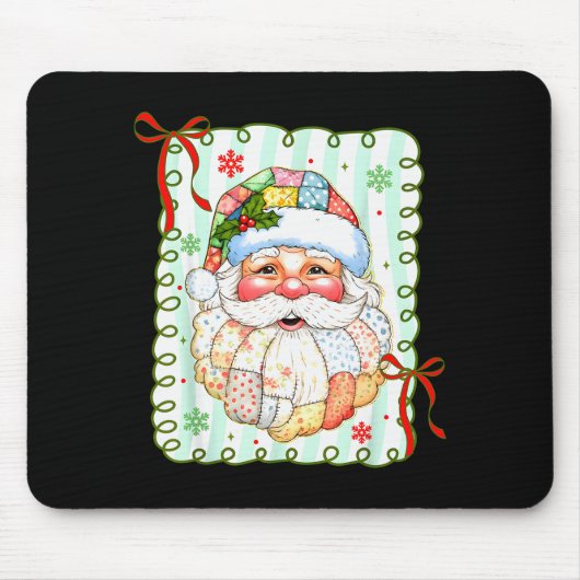 Preppy Santa Claus Christmas Patchwork Santa Xmas  Mousepad (Vorne)