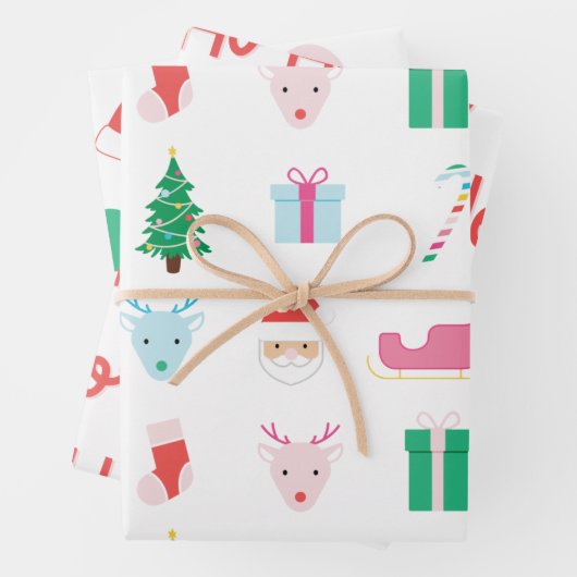 Preppy Santa Claus Pattern Geschenkpapier Set (Beispiel)