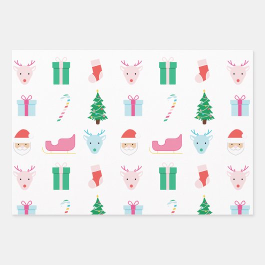 Preppy Santa Claus Pattern Geschenkpapier Set (Vorderseite)