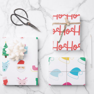 Preppy Santa Claus Pattern Geschenkpapier Set