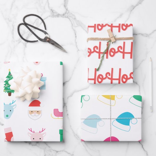 Preppy Santa Claus Pattern Geschenkpapier Set (Vorderseite)