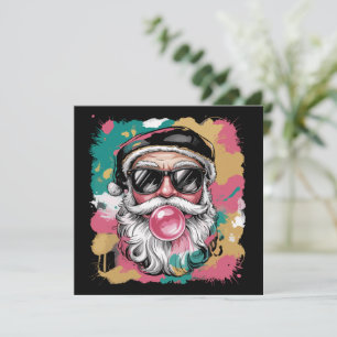 Preppy Santa Coquette Weihnachts-Glitzer Giro Pink Feiertagskarte