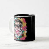 Preppy Santa Coquette Weihnachts-Glitzer Giro Pink Zweifarbige Tasse (Vorderseite Links)