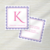 Preppy Scallop Monogram Pink & Lavender Calling Begleitkarte