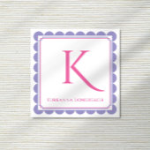 Preppy Scallop Monogram Pink & Lavender Calling Begleitkarte