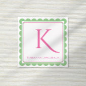 Preppy Scallop Monogram Pink & Minze Green Calling Begleitkarte