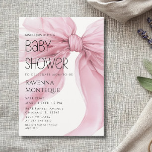 Preppy-Schablone Rosé-Schleife Coquette-Baby-Party Einladung