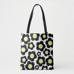 Preppy Schwarzes Neon Grünes Hippie-Blumenmuster Tasche