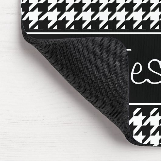 Preppy Schwarzweiss-Hahnentrittmuster Mousepad (Ecke)