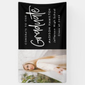 Preppy Script Black Foto Abschluss Banner (Vertikal)