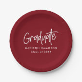Preppy Script Burgundy Abschluss Pappteller (Vorderseite)