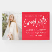 Preppy Script Red Foto Abschluss Banner (Horizontal)