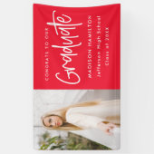 Preppy Script Red Foto Abschluss Banner (Vertikal)