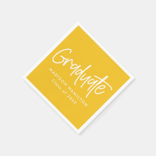 Preppy Script Yellow Abschluss Serviette (Ecke)