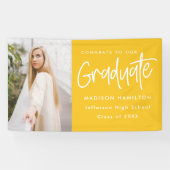 Preppy Script Yellow Foto Graduation Banner (Horizontal)