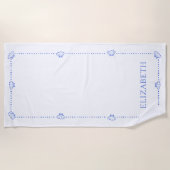 Preppy Seashell Personalisiert Coastal Moderne Coo Strandtuch (Vorderseite)