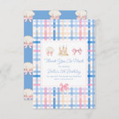 Preppy Seashell Sandcastle Pastel Gingham Dankeskarte (Vorne/Hinten)