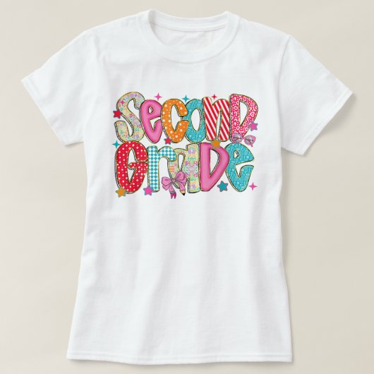 Preppy Second Grade 2nd Grade Teachers Girls T-Shirt (Design vorne)
