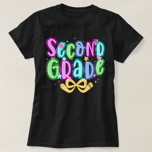 Preppy Second Grade 2nd Grade Teachers Girls T-Shirt (Design vorne)