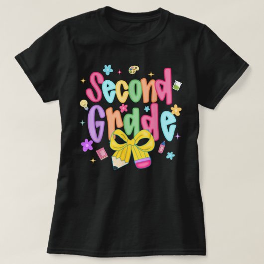 Preppy Second Grade 2nd Grade Teachers Girls T-Shirt (Design vorne)