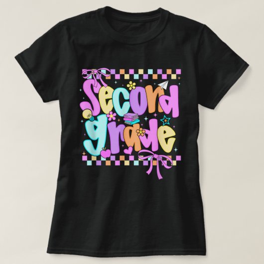 Preppy Second Grade 2nd Grade Teachers Girls T-Shirt (Design vorne)
