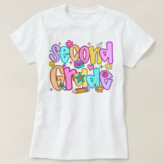 Preppy Second Grade 2nd Grade Teachers Girls T-Shirt (Design vorne)