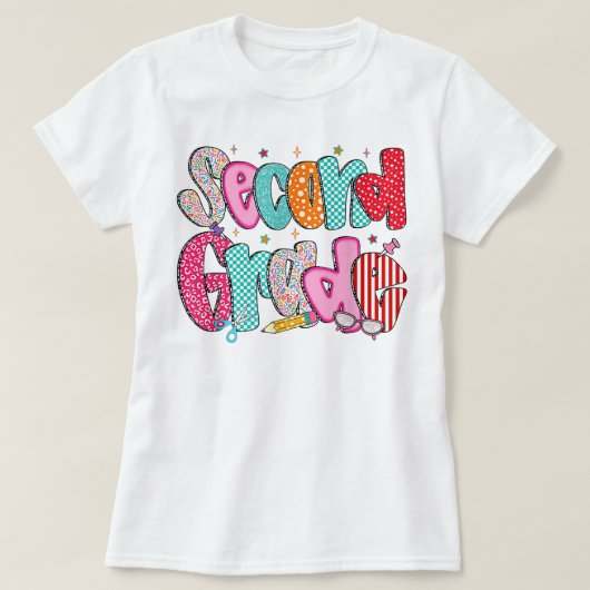 Preppy Second Grade 2nd Grade Teachers Girls T-Shirt (Design vorne)